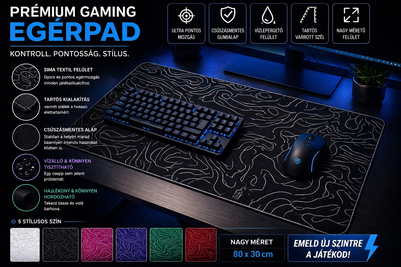 🖱️ Prémium Gaming Egérpad – Stílus & Precizitás